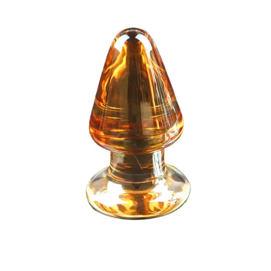 Smooth Glass Anal Plug - Golden - image 0