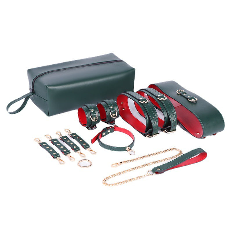 BDSM Leather Premium Bondage Restraint Set - Green - image 4