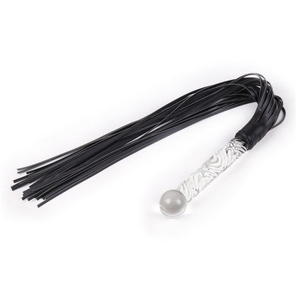 Fetish Leather Whip Flogger with Glass Pleasure Wand with Ball Tip - image 0