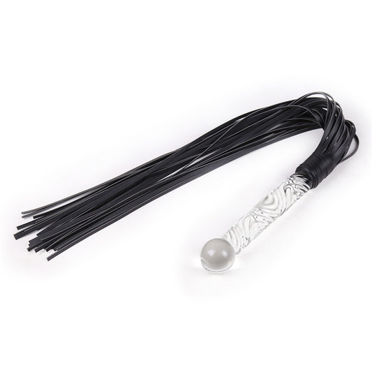 Fetish Leather Whip Flogger with Glass Pleasure Wand with Ball Tip - image 0