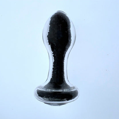Glacier Glass Silver Sparkler Jewelled Butt Plug - 4 Inch - Black - image 0