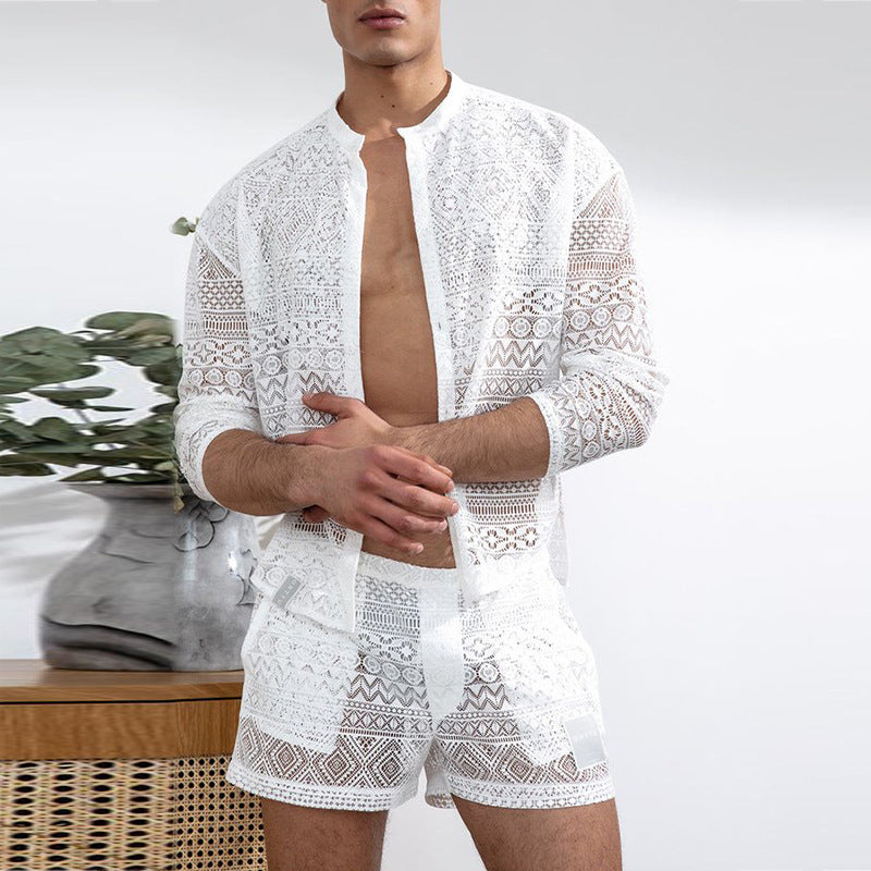Lace Shirt Sets - White - XXXL - image 2
