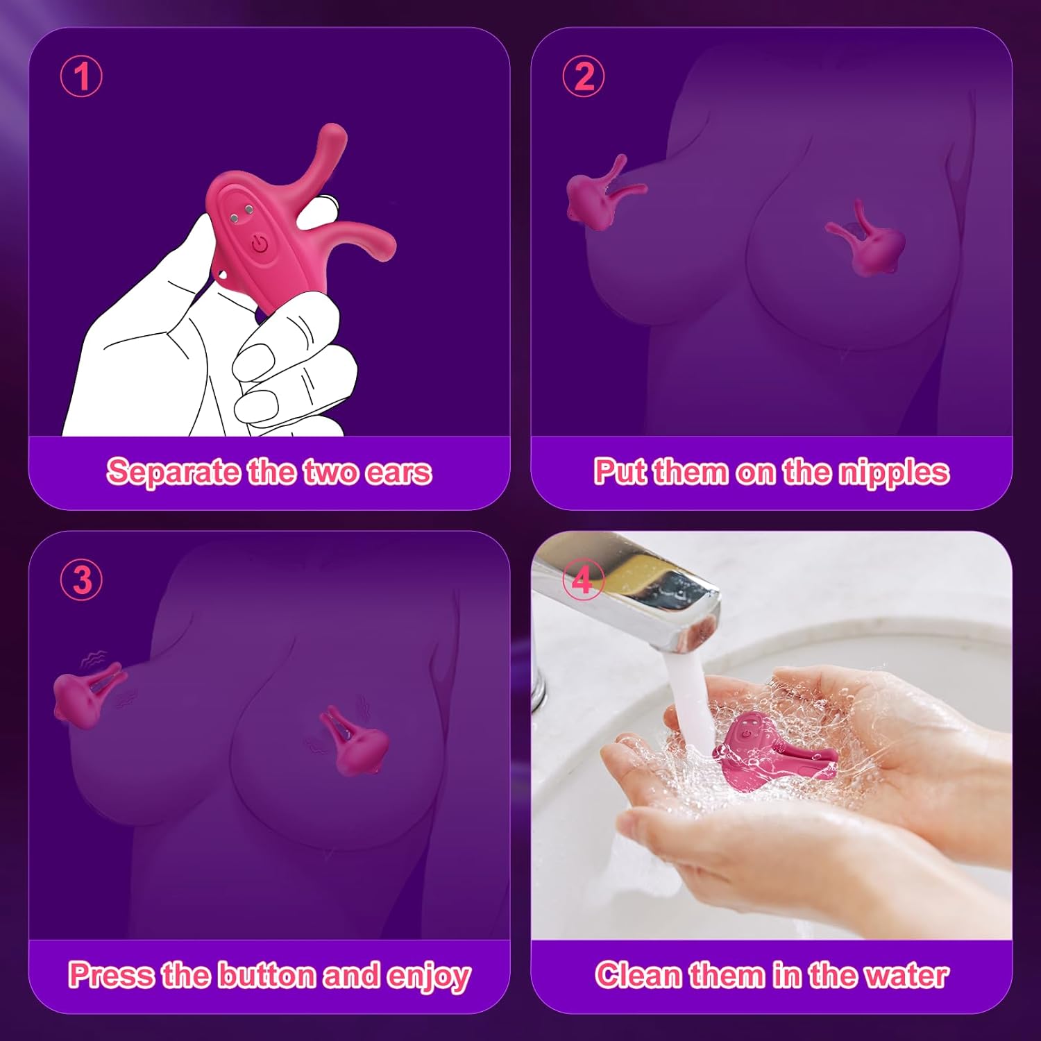 Nipple Toys Vibrator Vibrating Nipple Clamps Stimulation Rechargeable BDSM Toy - image 5