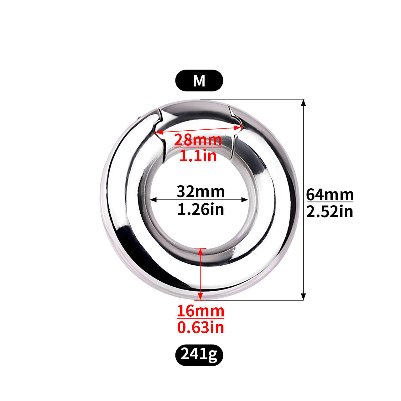 Stainless Steel Locking Cock Ring - M - image 1