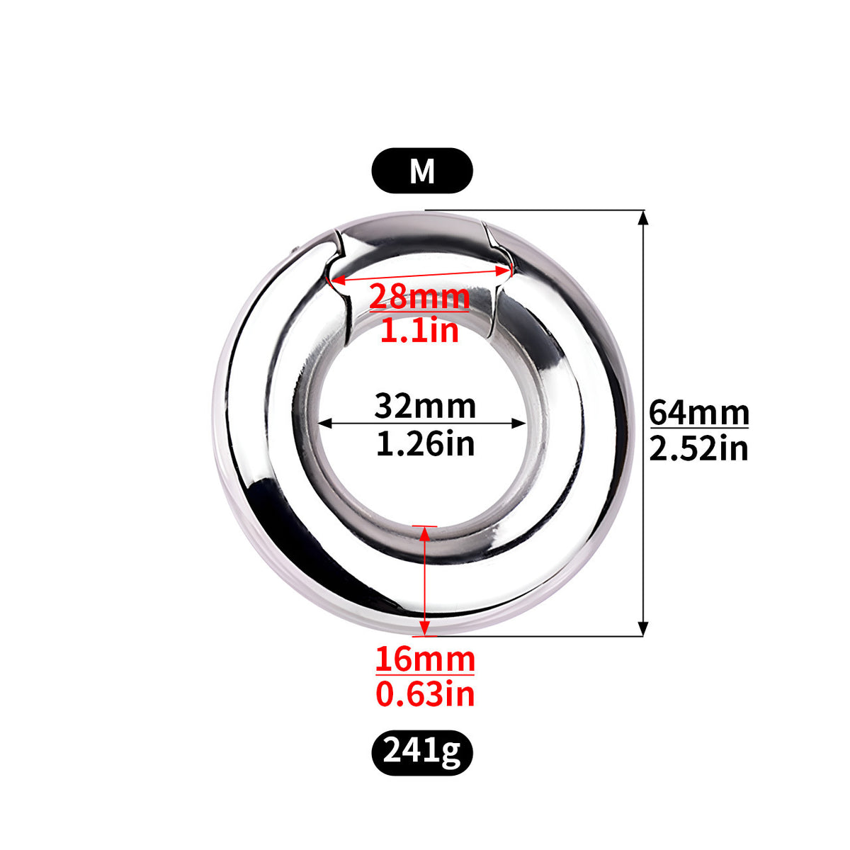 Stainless Steel Locking Cock Ring - M - image 1