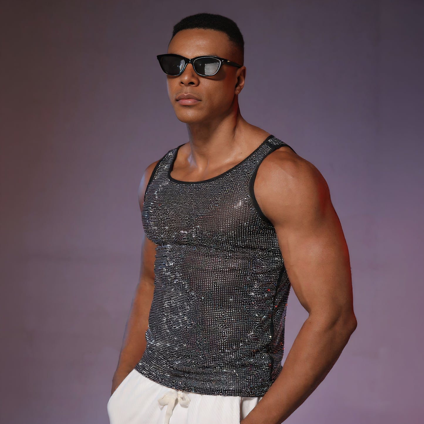Men's Sexy Muscle Top Mesh Fishnet Tank Top - image 3