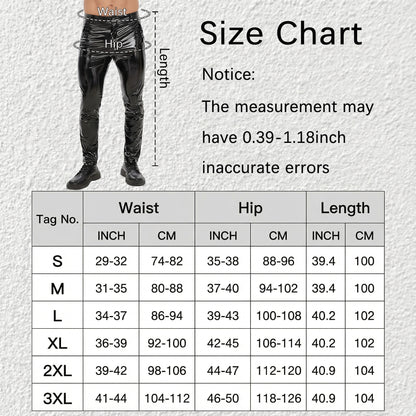 Men's Latex Wet-Look Leggings with Pockets – Faux Leather Club & Biker Trousers - image 4