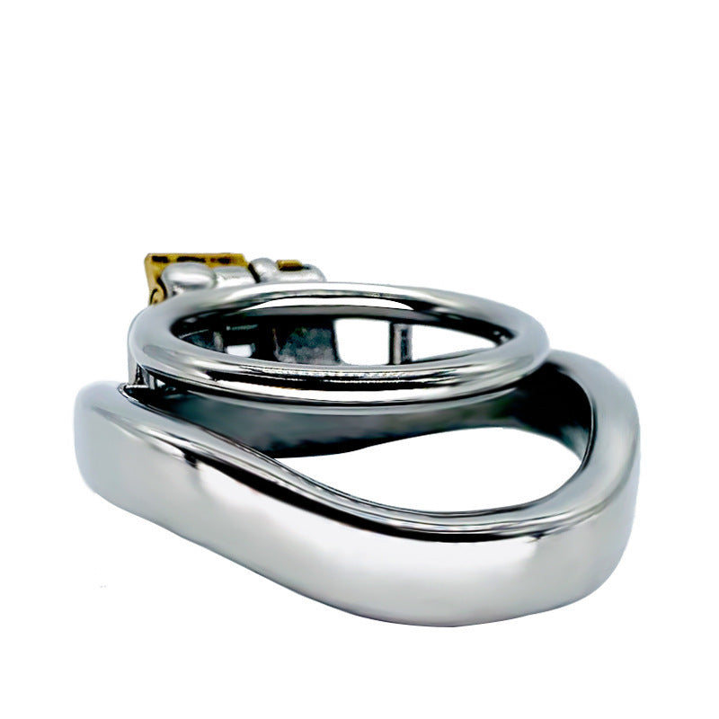 New Stainless Steel Round Chastity Lock Phallus Cage  - 55mm Curved Ring - image 0