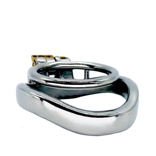 New Stainless Steel Round Chastity Lock Phallus Cage  - 55mm Curved Ring - image 0