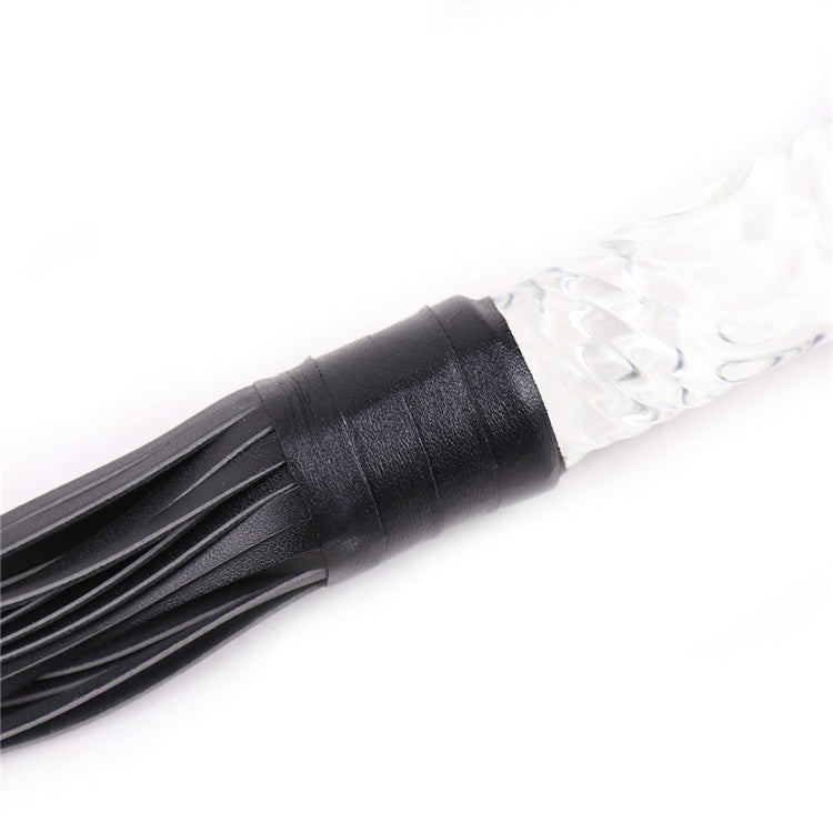 Fetish Leather Whip Flogger with Glass Pleasure Wand with Ball Tip - image 3