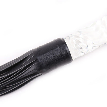 Fetish Leather Whip Flogger with Glass Pleasure Wand with Ball Tip - image 3