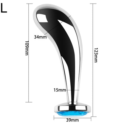 3 Sizes Metal Anal Plug Set With Jeweled & Pull-ring Base - A - L - image 3