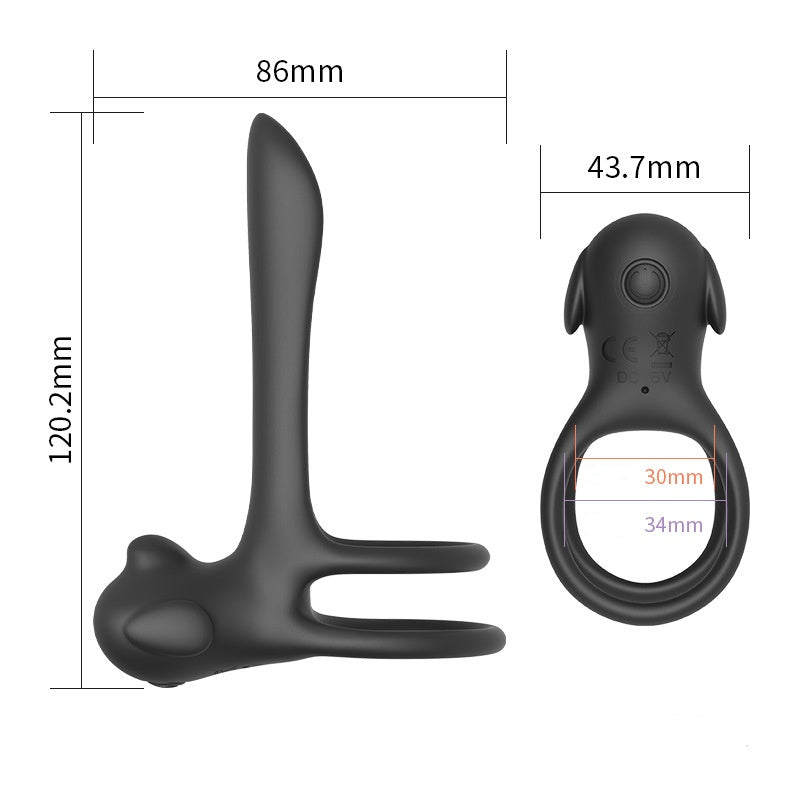 Vibrating Dual Cock Ring Butt Plug with G Spot Massager - image 3