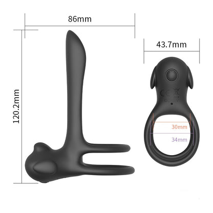 Vibrating Dual Cock Ring Butt Plug with G Spot Massager - image 3