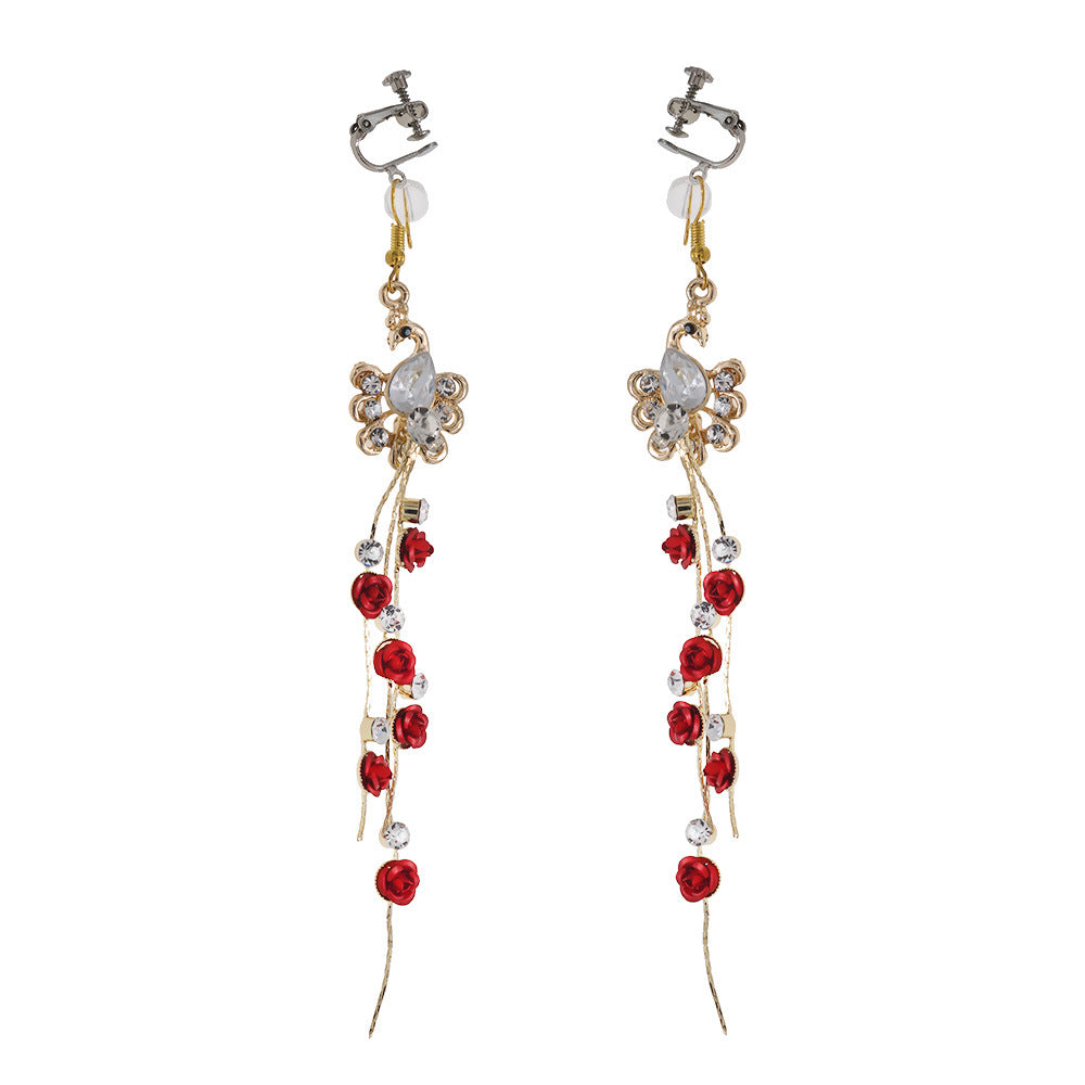 Red Rose Tassels Nipple Clamps - Red - image 0
