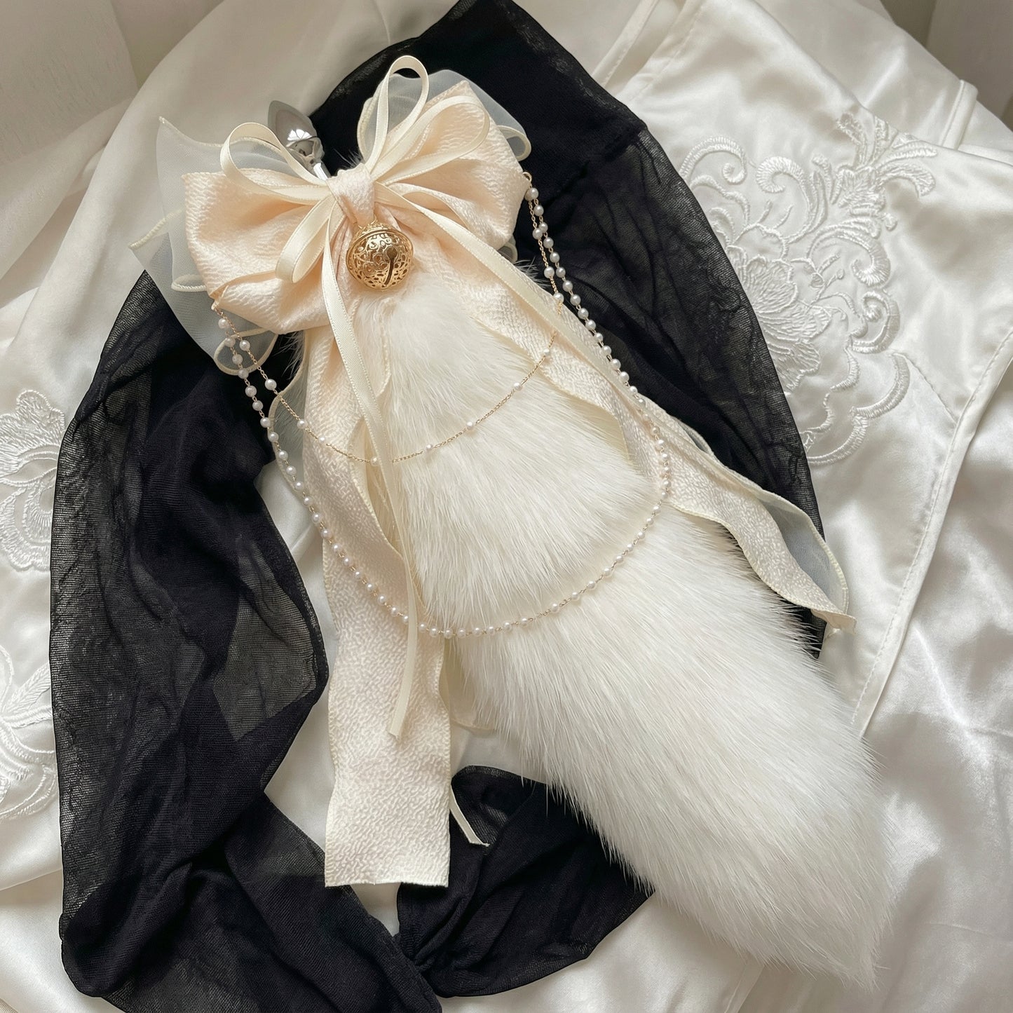 Luxury Fox Tail Plug Set – 15.7" Plush Tail With Pearl Chain & Interchangeable Plug Heads - image 15