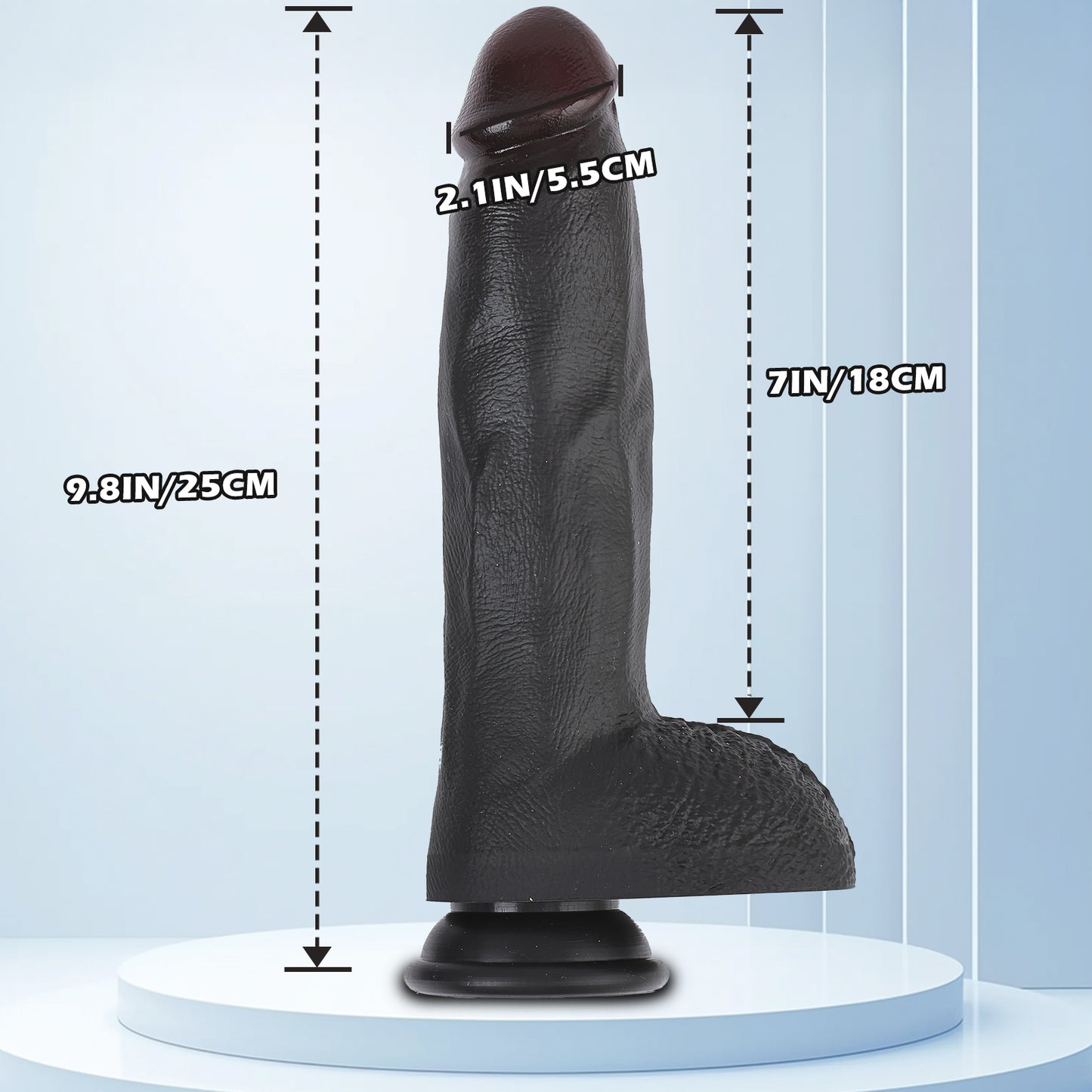 Realistic Silicone Dildo – 3 Sizes for Every Mood (5.9" / 7.8" / 9.8") - L - Black - image 13