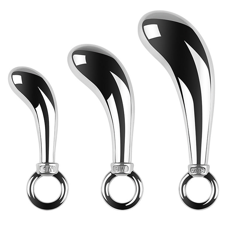 3 Sizes Metal Anal Plug Set With Jeweled & Pull-ring Base - image 1
