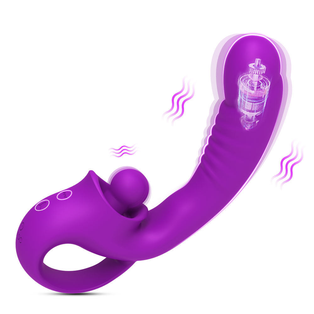 Clitoral G Spot Vibrator 2 in 1 Dildo Vibrator 10 Vibration Modes - Purple - image 8