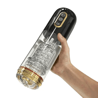 Telescopic Rotation 10 Modes Automatic Masturbator - Gold - image 3