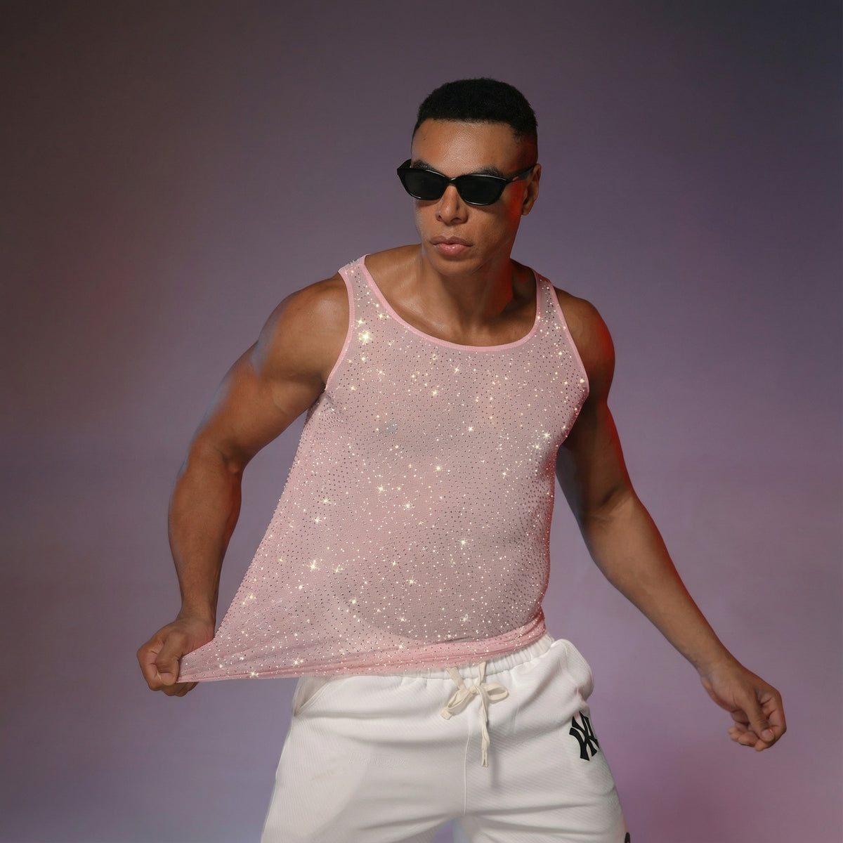 Starluxe Mesh Sparkle Top – Style G - Light Pink - One Size - image 11