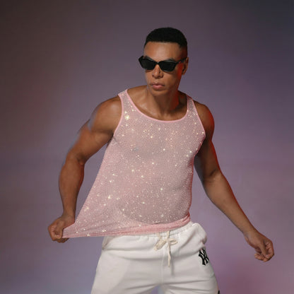 Starluxe Mesh Sparkle Top – Style G - Light Pink - One Size - image 11