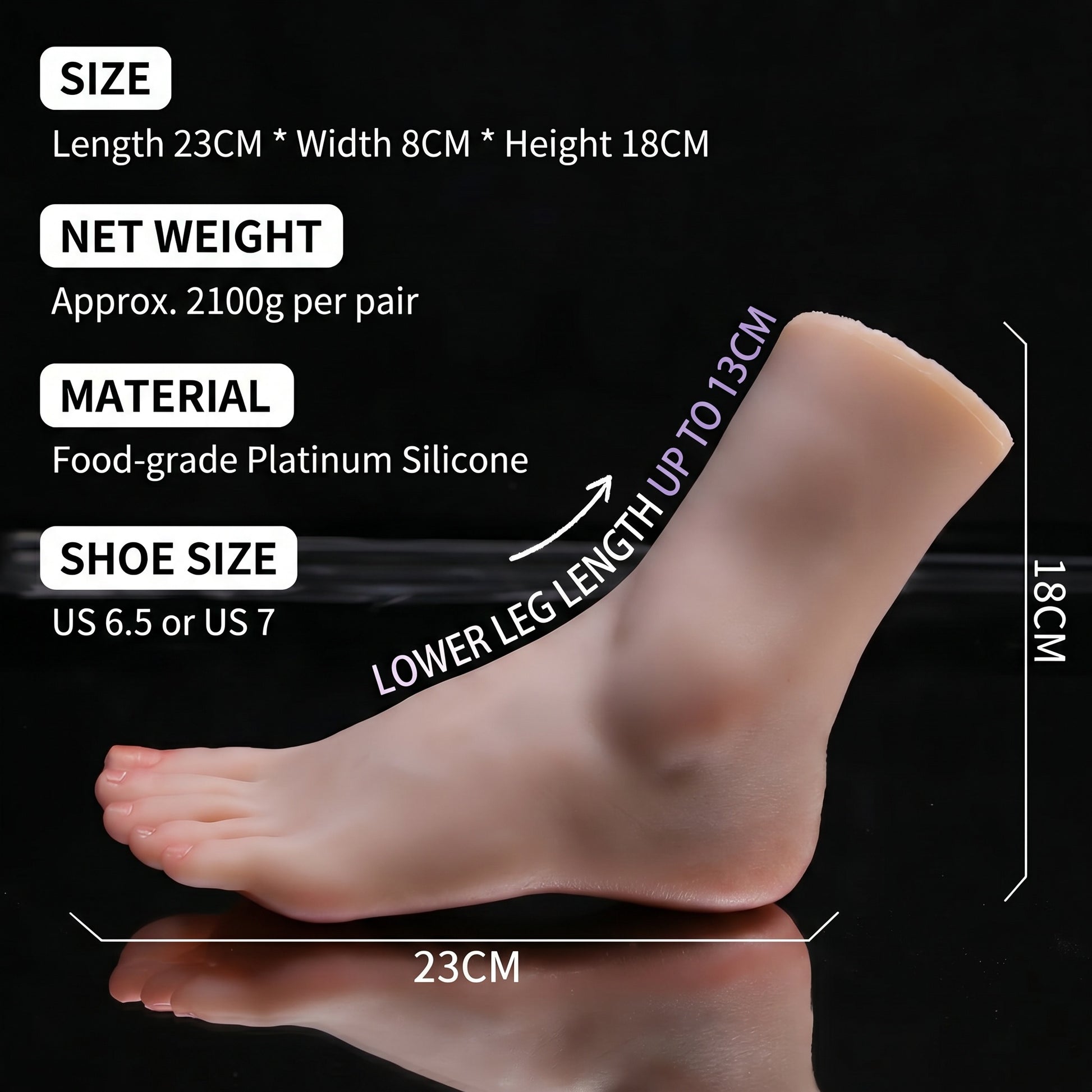 Lifelike Platinum Silicone Foot Model | Sapphire Blue - image 4