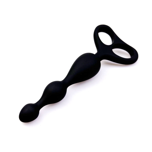 Black Silicone Anal Beads - image 1