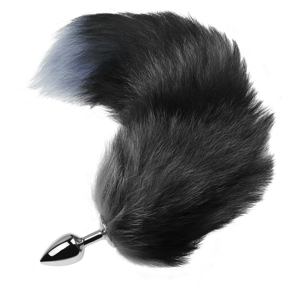 15.7'' Oversized Plush Fox Tail Butt Plug – Extra-Wide 3.94'' - Dark Blue - image 3