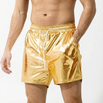 Mens Sexy Shorts Metallic Shiny Short Pants - Golden - XXL - image 2