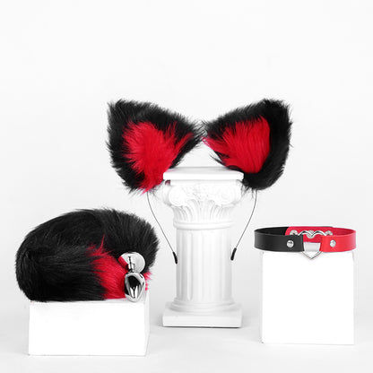Three-piece Fox Tail Costume Set - Black & Red - image 8