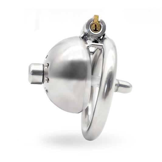 Micro Metal Chastity Cage - 50mm Ring w/ Tube - image 0