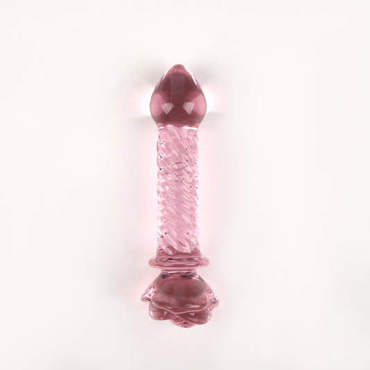 Pink Rose Glass Dildo - C - image 0