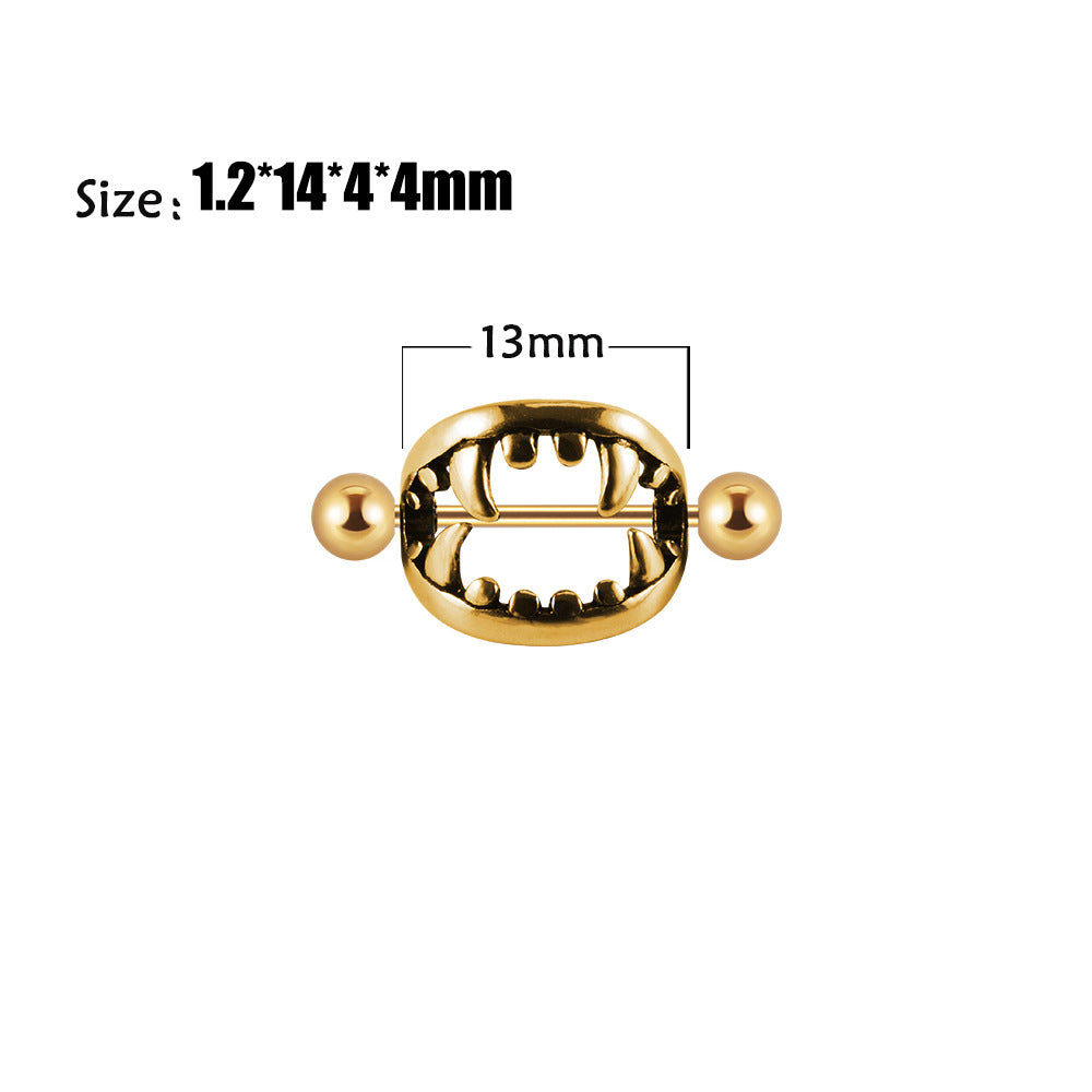 Beast Mouth Fang Nipple Piercing Jewelry Ring - gold - image 3