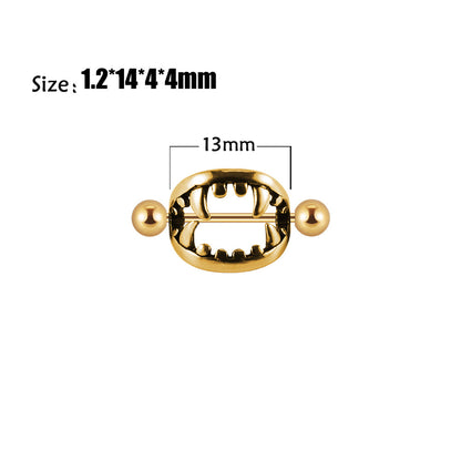 Beast Mouth Fang Nipple Piercing Jewelry Ring - gold - image 3