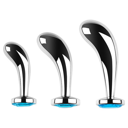 3 Sizes Metal Anal Plug Set With Jeweled & Pull-ring Base - image 2