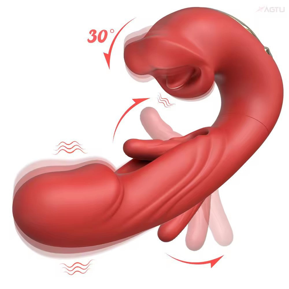 Flapping Clit Vibrator - Kissing Mouth & Vibration - Red - image 3