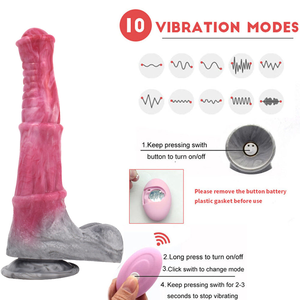 9.5 Inch Pink Horse Dildo Realistic Animal Penis 10 Vibration Modes - image 2