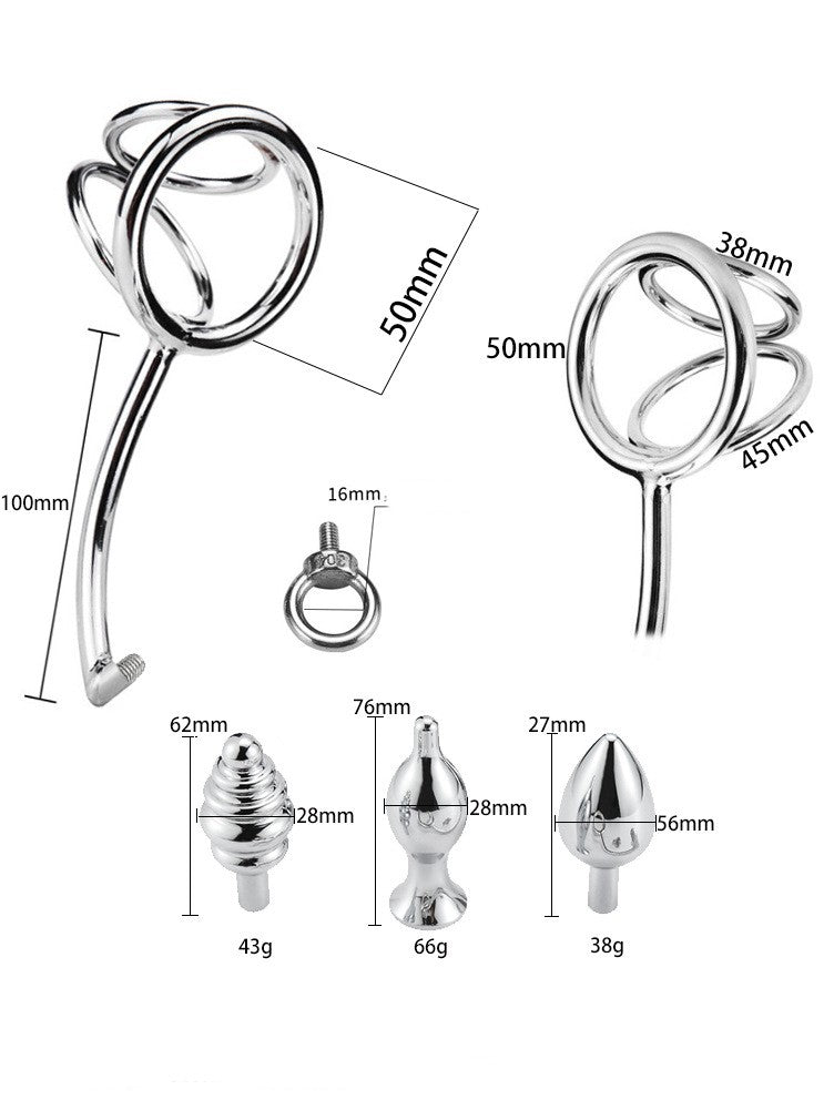 Penis Ring + Butt Plugs Set - B - 50mm Ring + 3 Butt Plugs - image 0