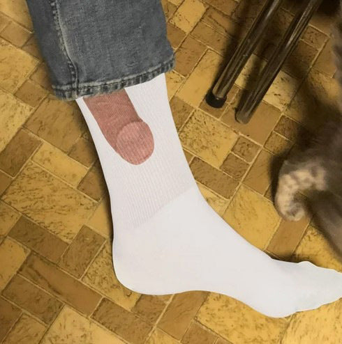 Funny Penis Socks - White - one size fits all - image 1