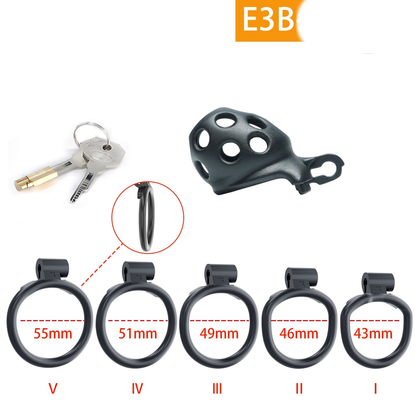 Cobra CB Lock Male Chastity Cage - S - Circular Ring - image 1