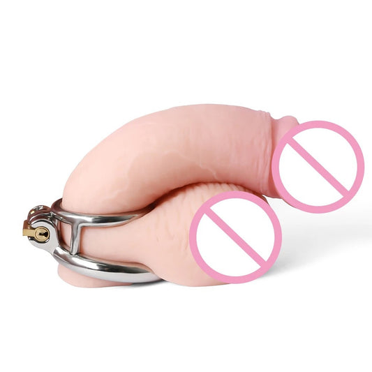 New Stainless Steel Round Chastity Lock Phallus Cage  - image 1