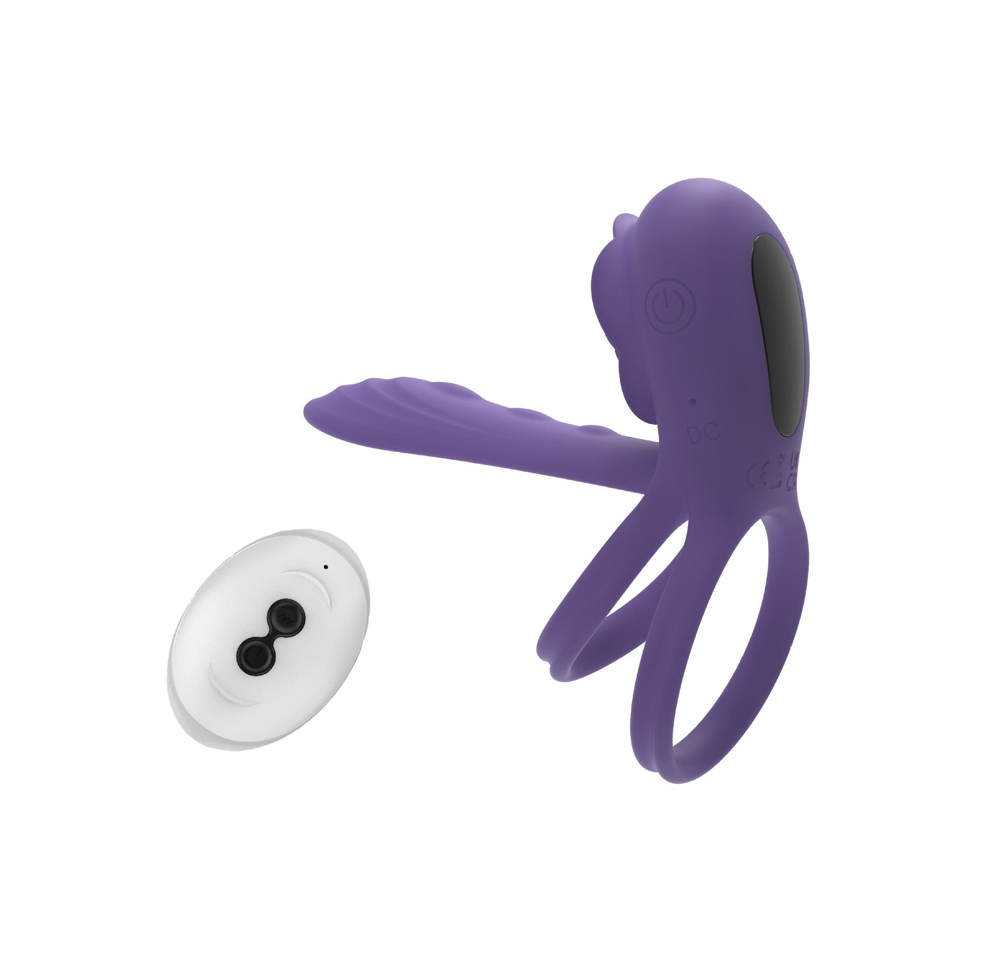 Vibrating Cock Ring Penis Sleeve with Rose Clitoral Stimulator - Purple - image 6