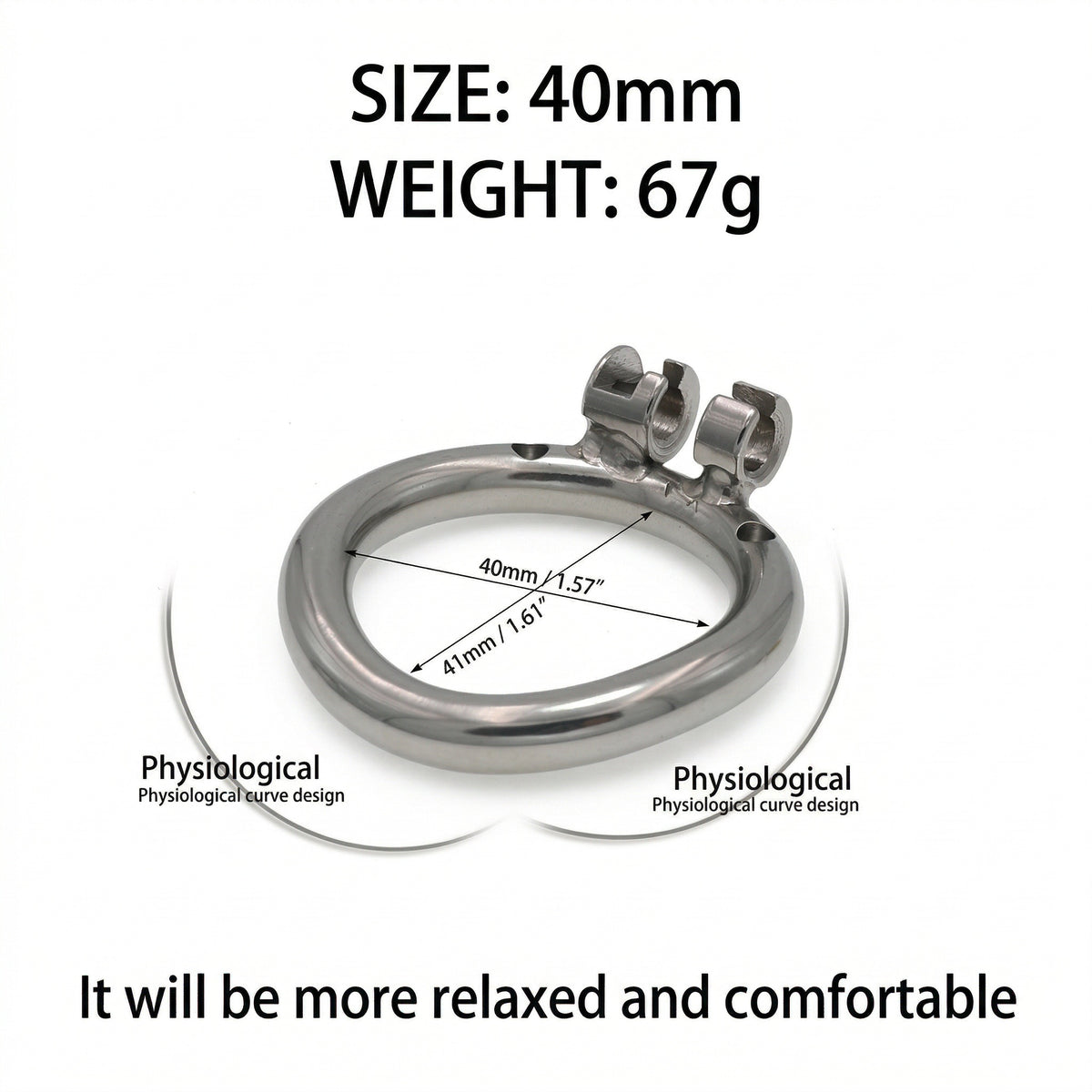 Stainless Steel Male Chastity Cage with Secure Lock - 40mm - image 2