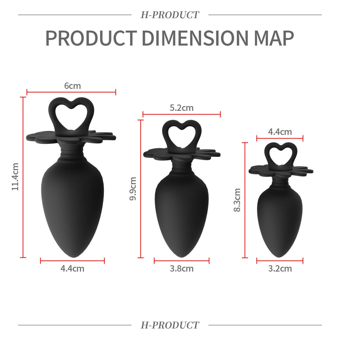 Heart-shaped Loop Silicone Anal Plug  Set - image 2