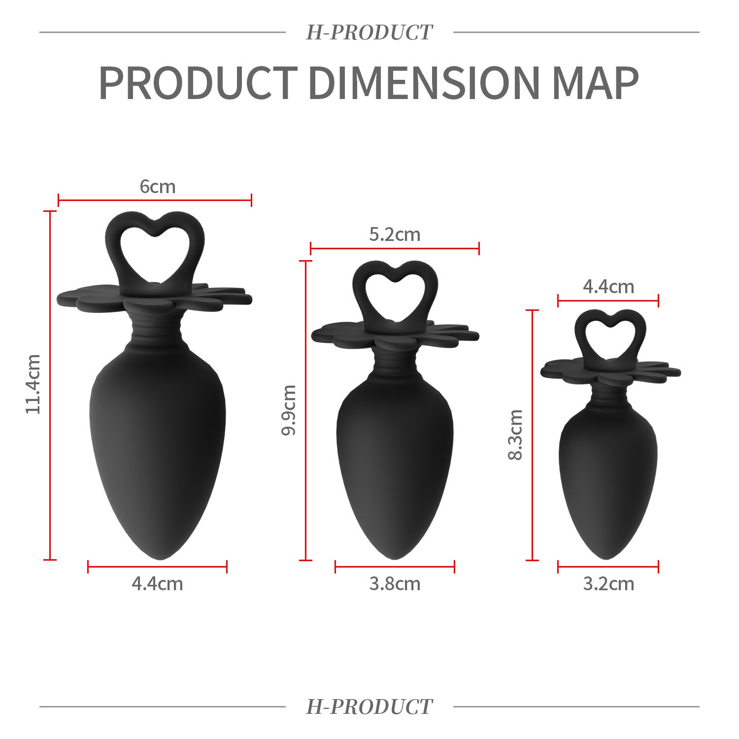 Heart-shaped Loop Silicone Anal Plug  Set - image 2