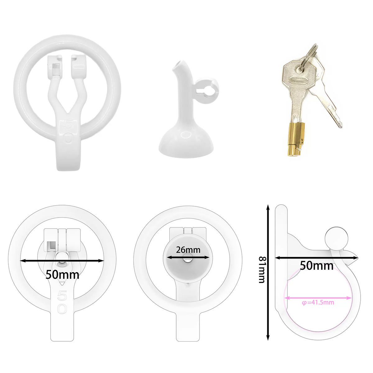 3D Printed Inverted Chastity Cage - White - 50mm - image 6