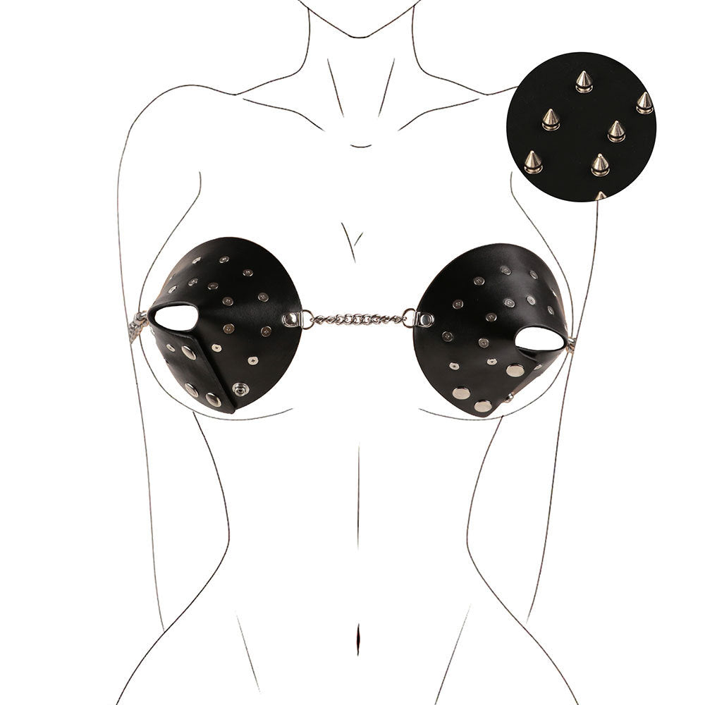 Riveted Punk Leather Bra - Black - image 1
