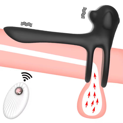 Vibrating Dual Cock Ring Butt Plug with G Spot Massager - image 1