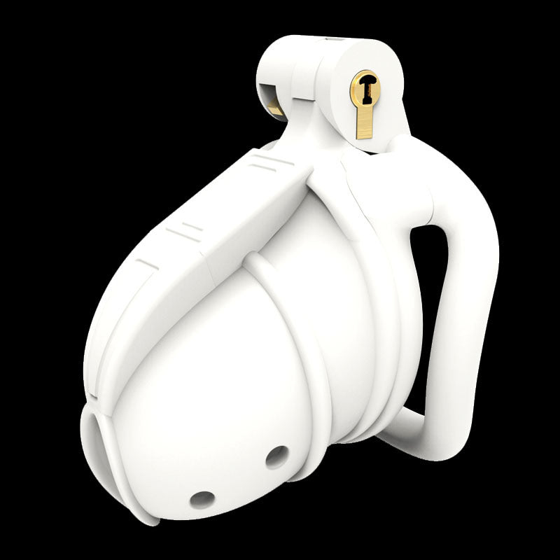 3D Stegosaurus Series Chastity Cage Breathable Chastity Device - White - Curved Ring - image 2